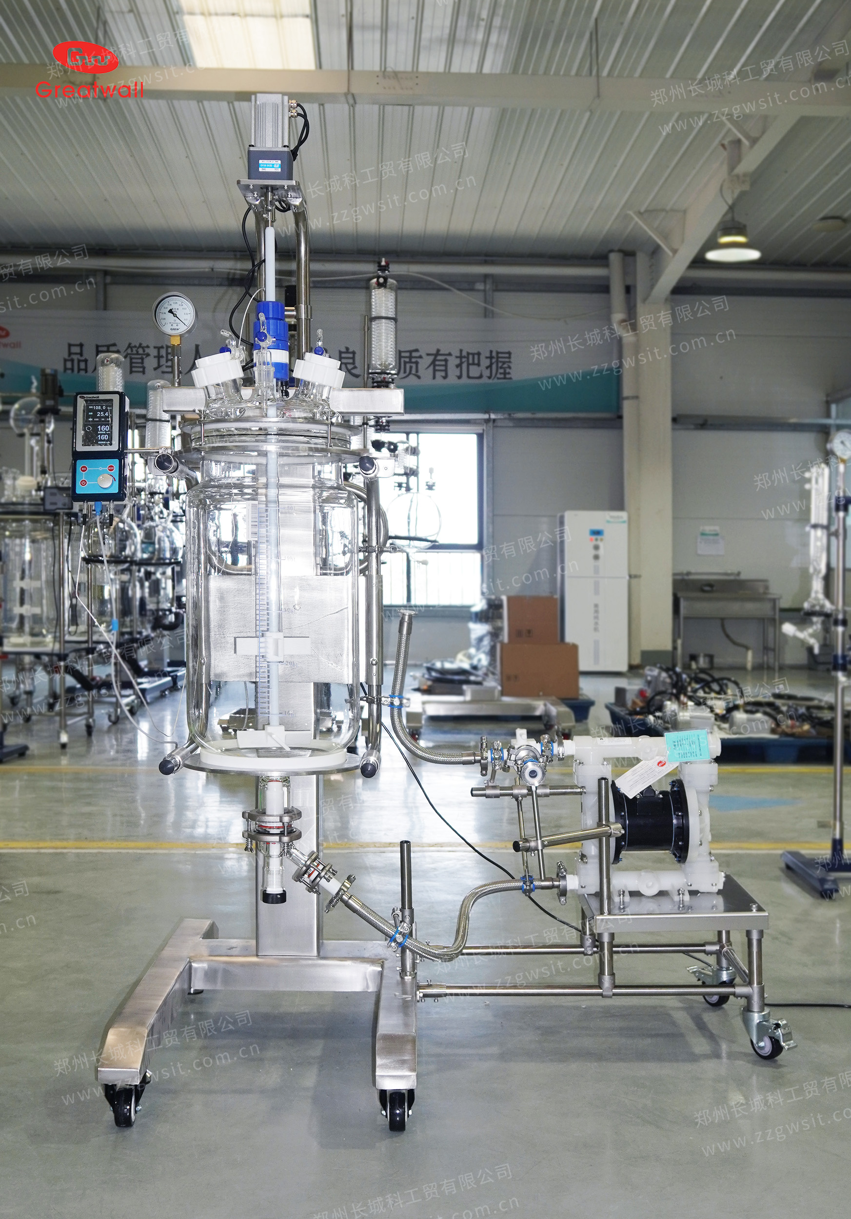 50L+20L非標定制玻璃反應釜：潔凈生產+10000mPas高粘度流場科研！